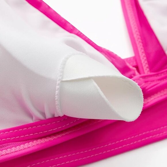 SUUKSESS Women Sexy High Waist Bikini Sets Mesh Tummy Control 2 Piece Swimsuit - Picture 6 of 6